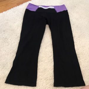 Size 8 Purple and white flare leggings Lululemon